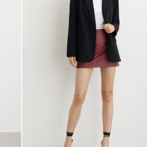 Dynamite Deep Red Leather Mini Skirt - Picture 2 of 9